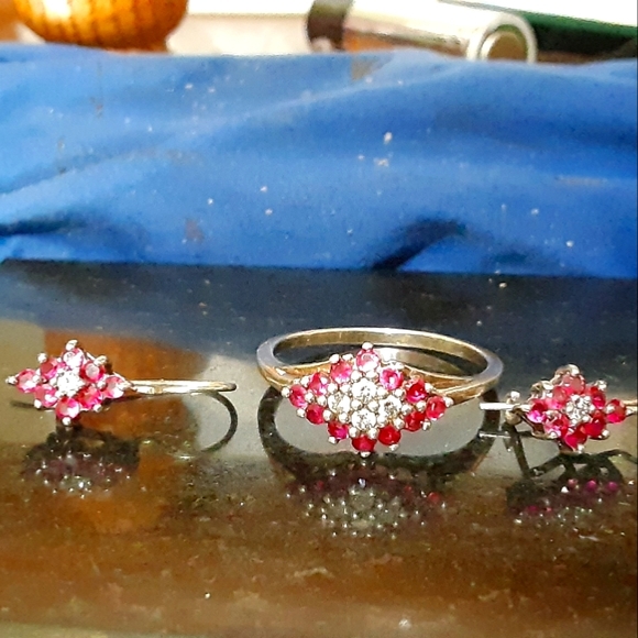 Matching earring and ring set. Real 925, real stoness - Picture 1 of 5